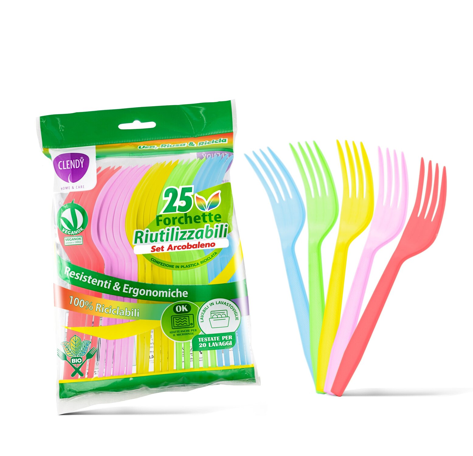 Forchette Riutilizzabili Vari Colori - 25pz - Clendy - Per chi ama i ...