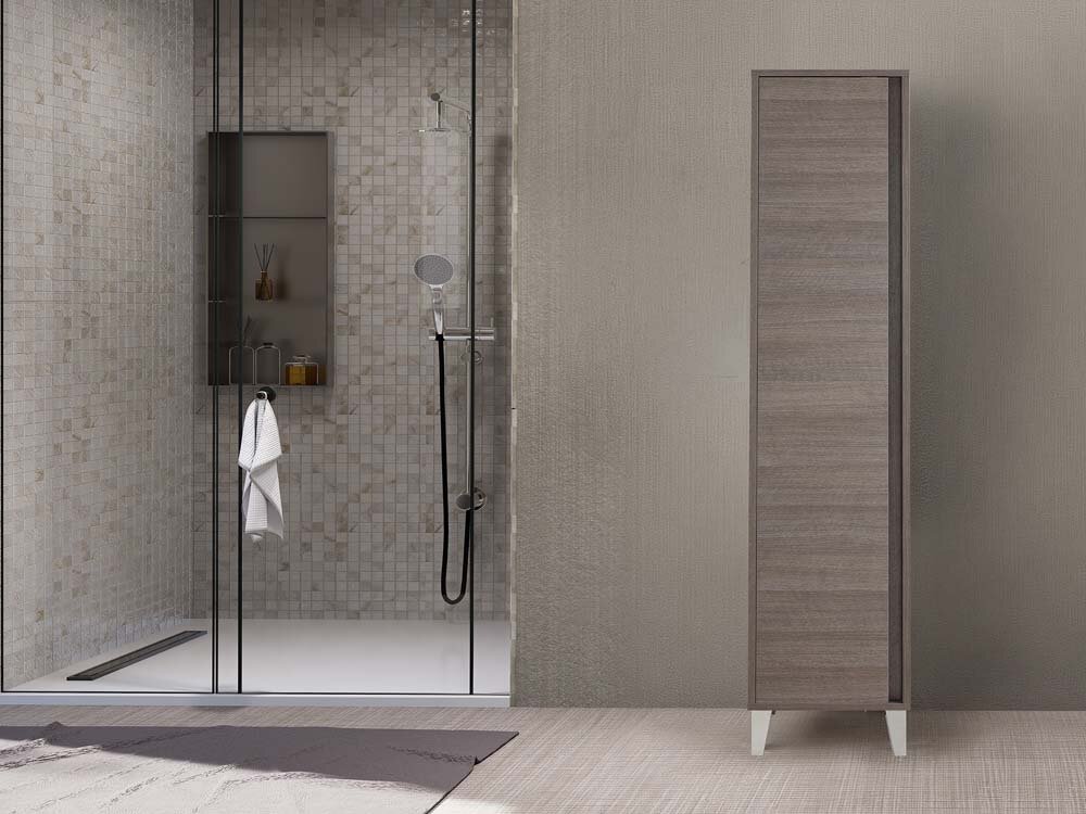Colonna portascopa Mondo 2.0 L40xH183 in nobilitato melaminico rovere scuro