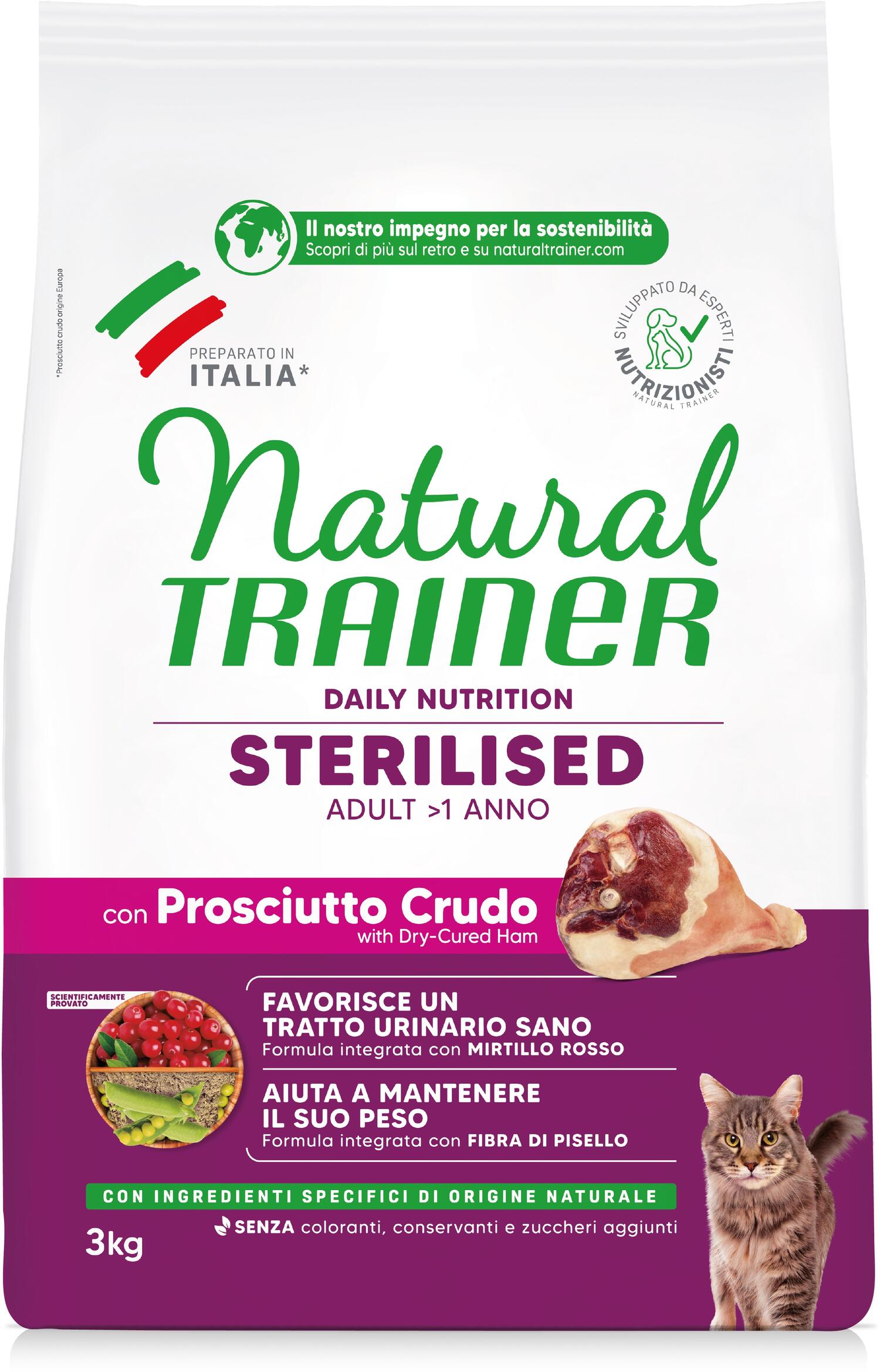 Natural Trainer Sterilised Prosciutto Crudo 3 kgr Gatto