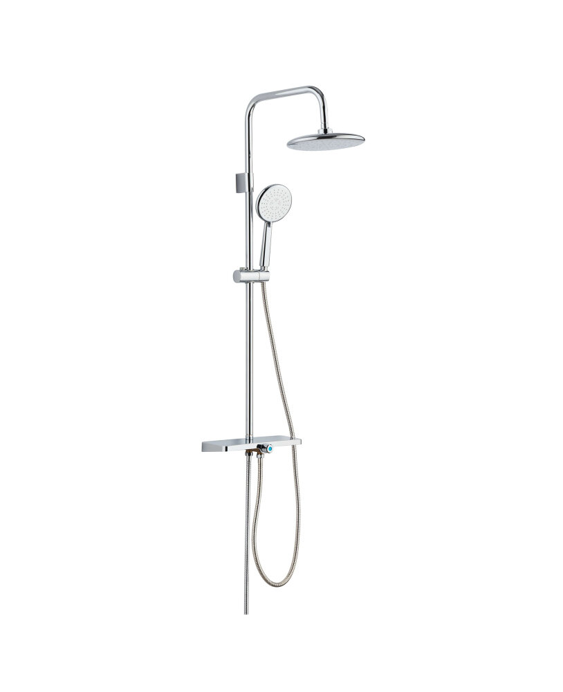 Colonna Doccia Honduras Acciaio C/Mensola E Soff. Tondo ø22cm