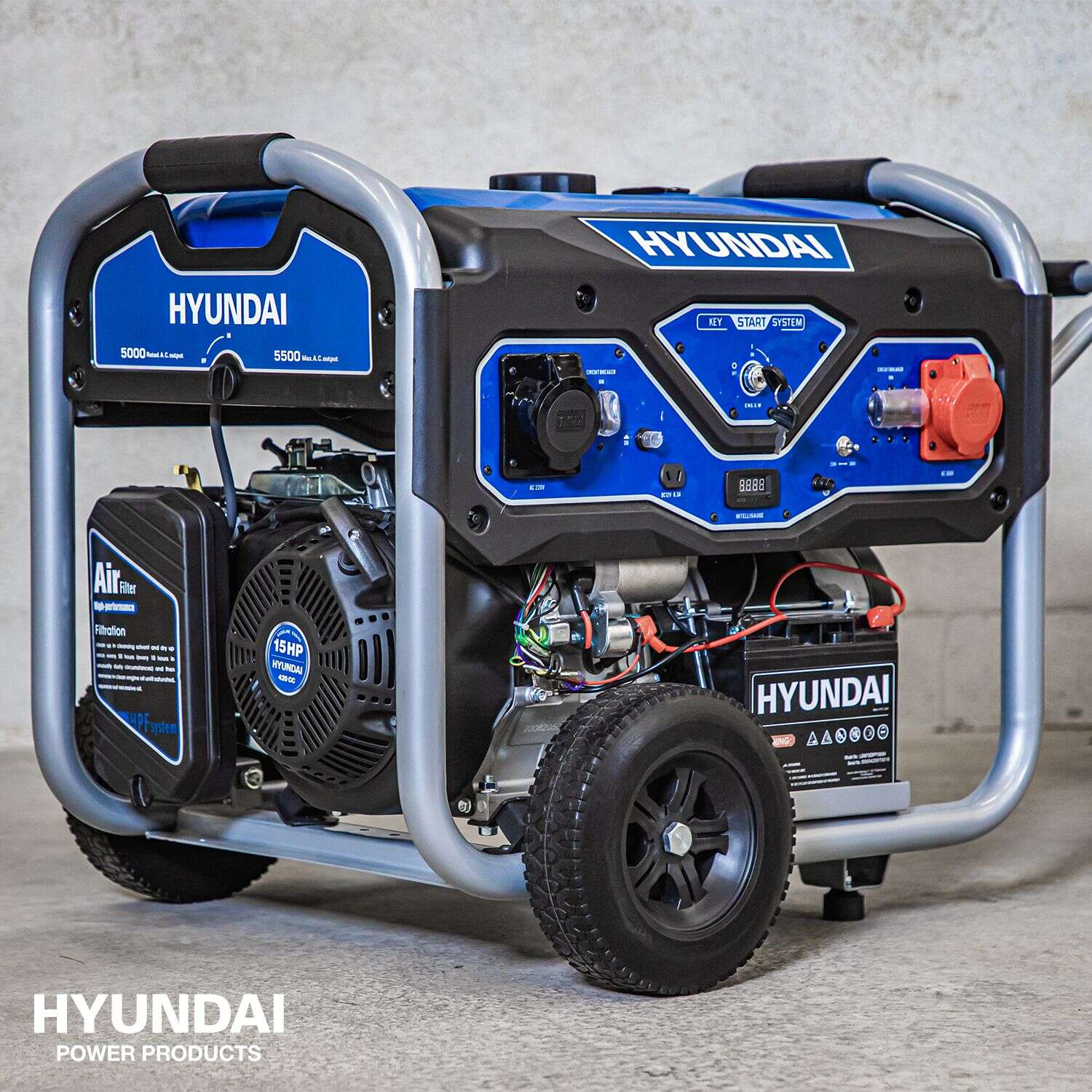 Hyundai Generator 5,5 kW met 420cc 4takt-benzinemotor FULL POWER ...