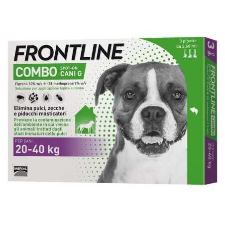 Frontline spot-on per cani da 20/40 kg: 3 pipette - farmapets.it